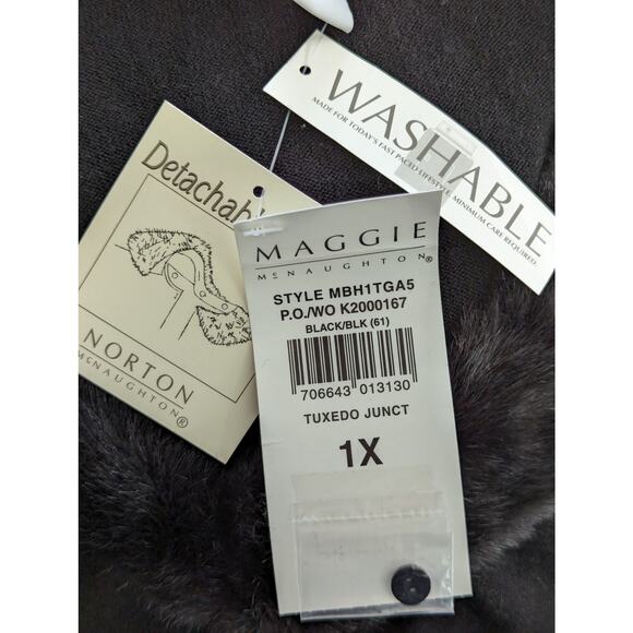 NWT! MAGGIE MCNAUGHTON! BLACK V-NECK DETACHABLE FAUX FUR COLLAR SWEATER! SZ 1X - Picture 5 of 7